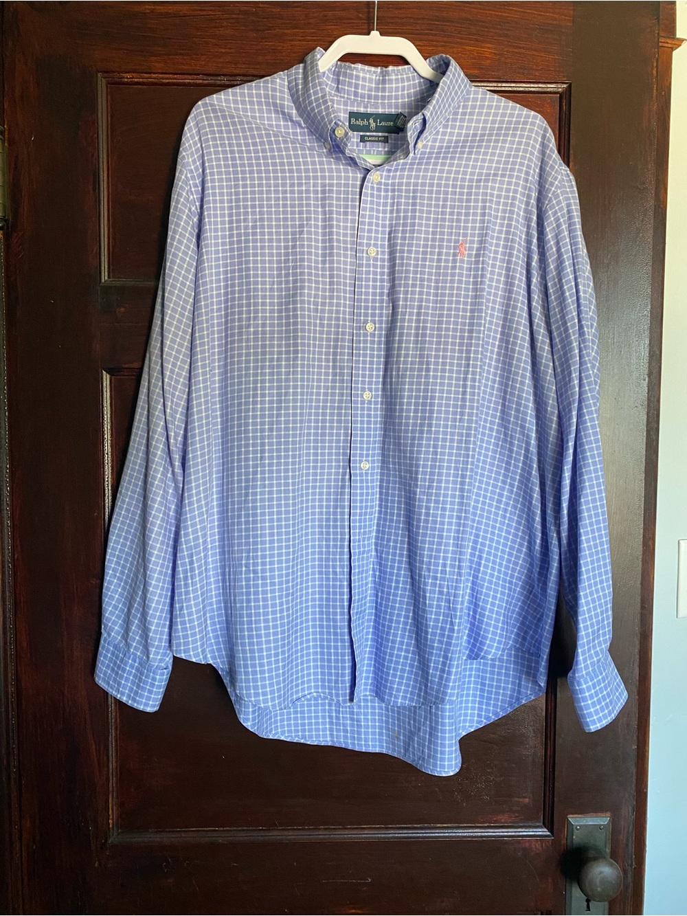 Ralph Lauren Classic Fit Button Down Shirt XL Plaid Periwinkle